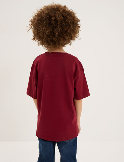 T-shirt col rond manches courtes coton bordeaux garçon
