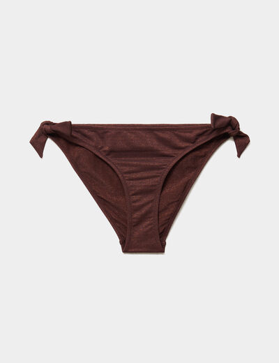 Bas de maillot de bain m&eacute;tallis&eacute; marron femme