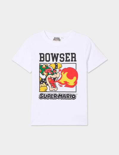 T-shirt manches courtes Mario Bowser blanc garçon