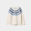 Pull jacquard col rond manches longues ecru fille