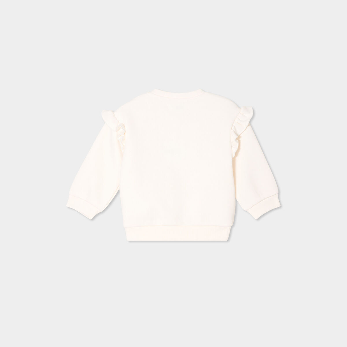 Sweat volants et d&eacute;tails brod&eacute;s Creeks creme b&eacute;b&eacute; fille