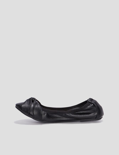 Ballerines détail effet noué noir femme