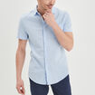 Chemise manches courtes lin mélangé bleu ciel homme
