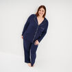 Ensemble pyjama fluide 2 pi&egrave;ces bleu marine femme grande taille