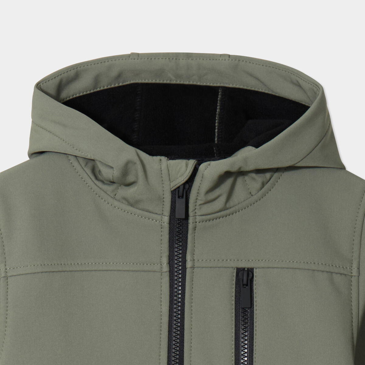 Parka zipp&eacute;e &agrave; capuche vert kaki gar&ccedil;on