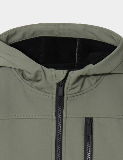 Parka zippée à capuche vert kaki garçon