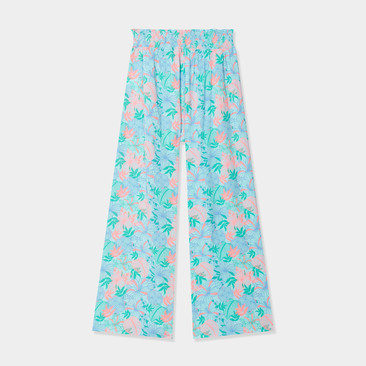 Pantalon smocké large fluide bleu clair fille