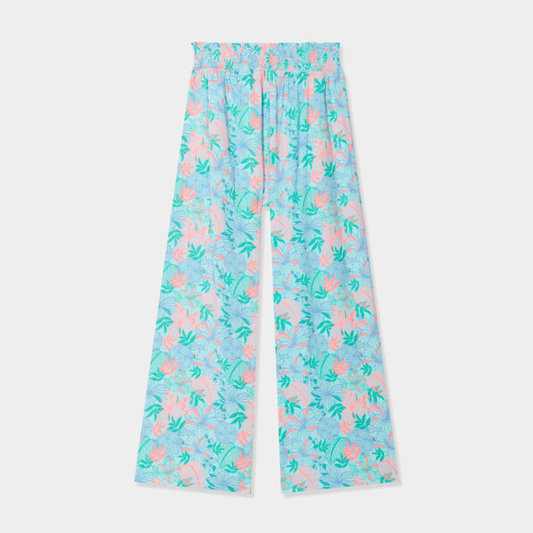 Pantalon smocké large fluide bleu clair fille