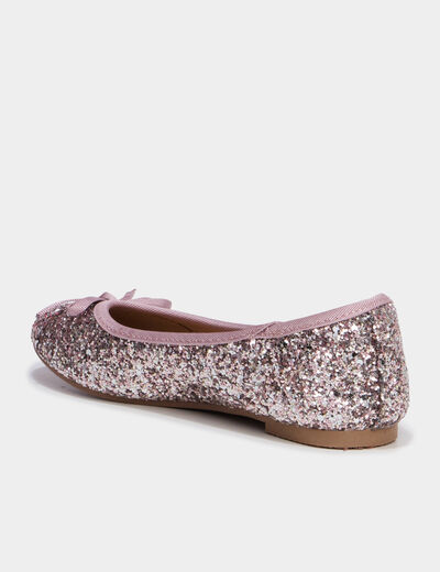 Ballerines &agrave; paillettes vieux rose fille