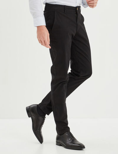 Pantalon chino slim coton noir homme