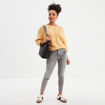 Pull ajour&eacute; manches 3/4 Liberto jaune clair femme