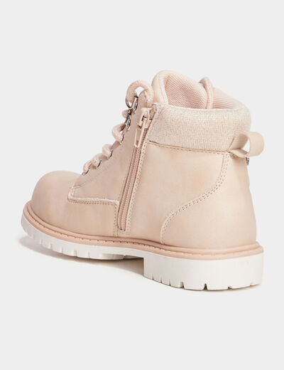 Boots crantées à lacets Trappeur rose clair fille