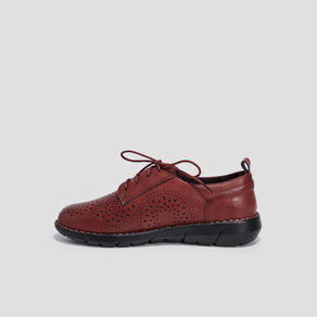 Derbies à lacets compensées rouge femme
