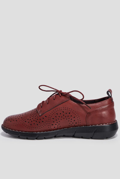 Derbies à lacets compensées rouge femme