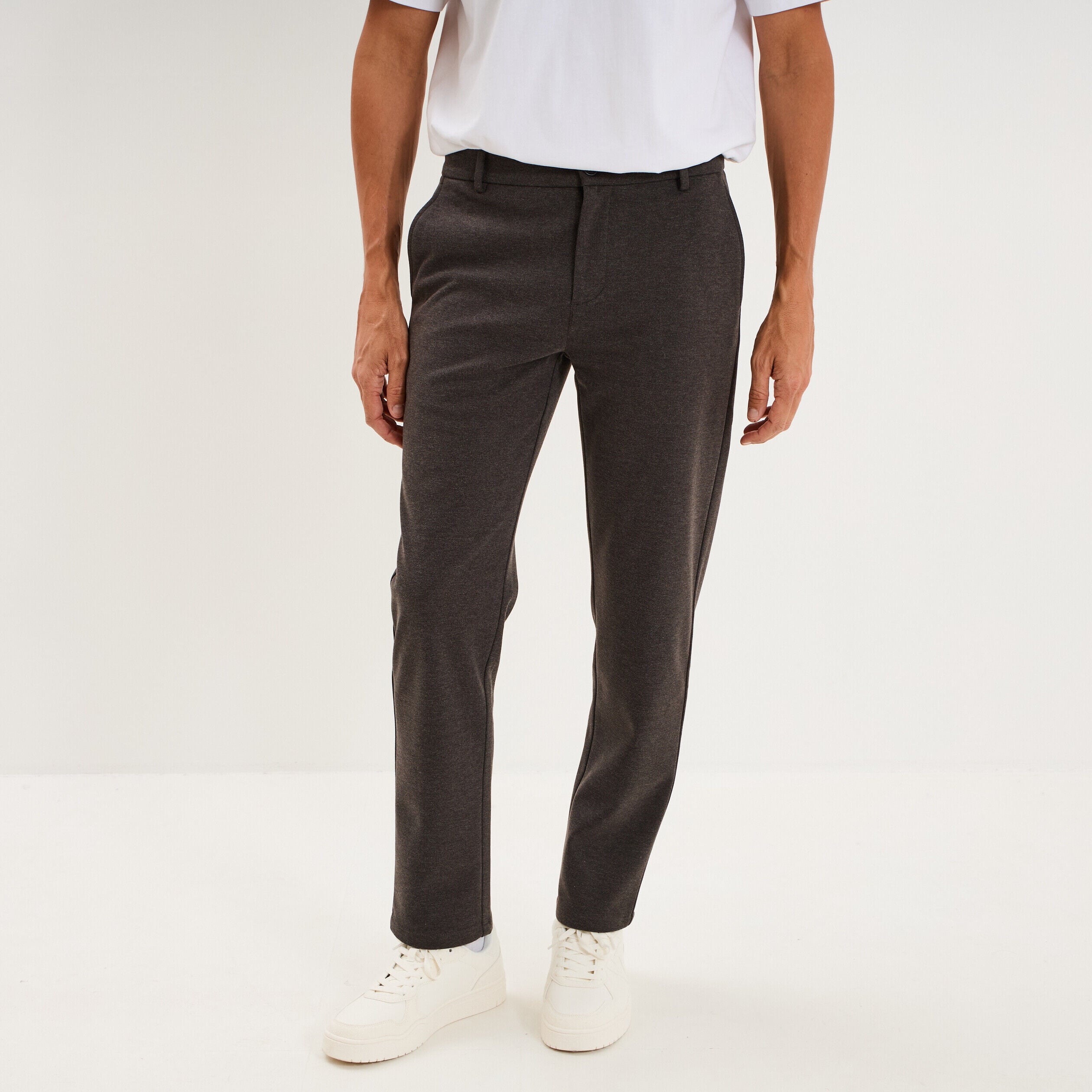 Pantalon chino slim marron chocolat homme LH