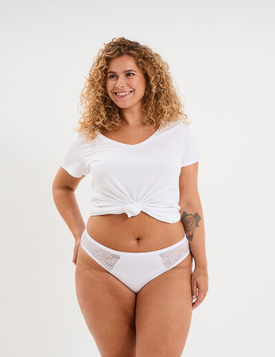 Culotte coton majoritaire blanc femme grande taille