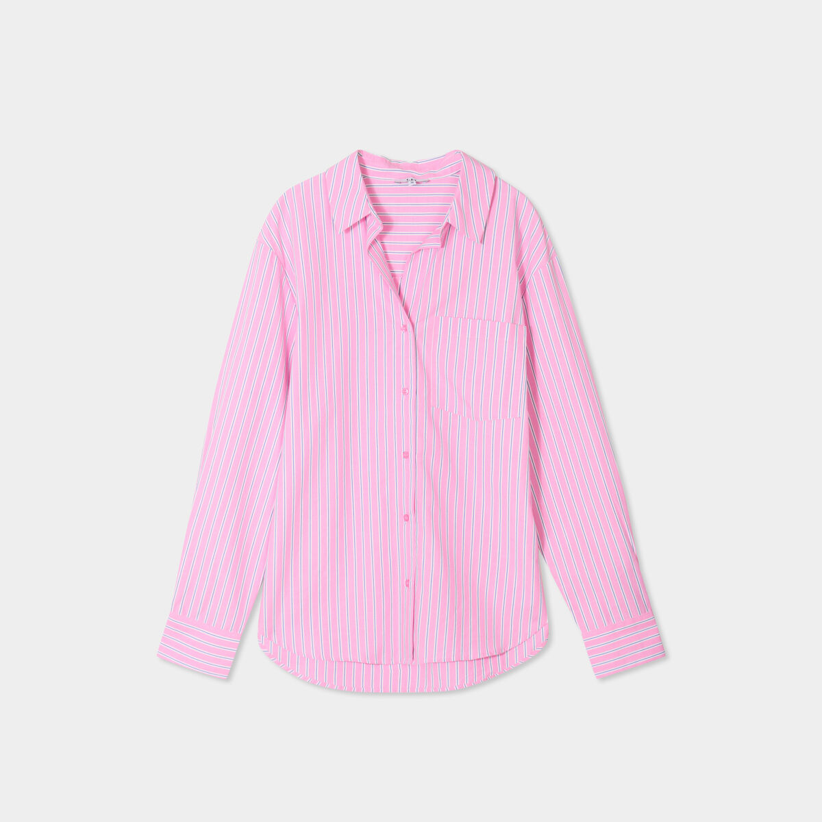 Chemise oversize 1 poche coton rose femme