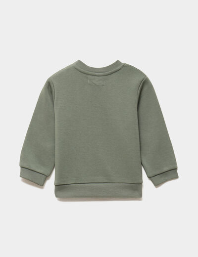Lot 2 sweats manches longues vert kaki b&eacute;b&eacute; gar&ccedil;on