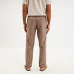 Pantalon chino droit lin m&eacute;lang&eacute; marron homme