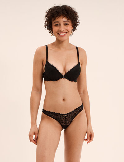 Soutien-gorge push up dentelle noir femme