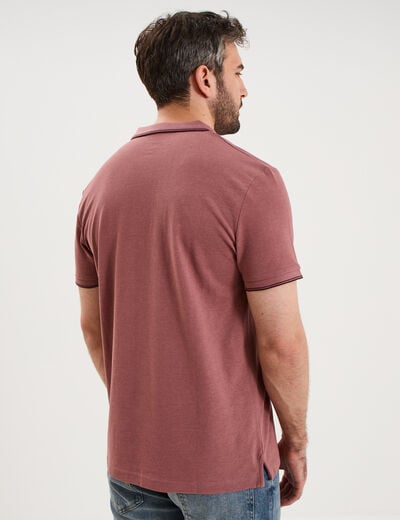 Polo piqu&eacute; coton manches courtes vieux rose homme
