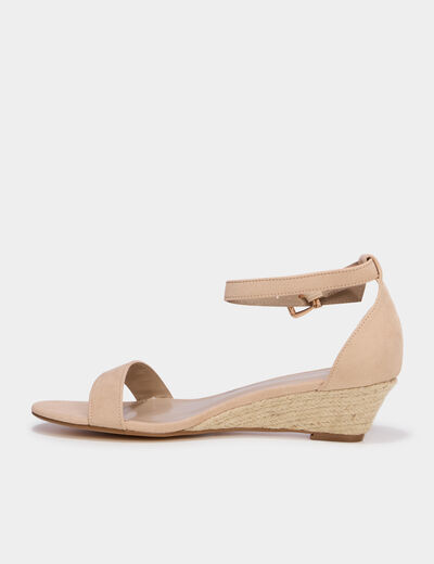 Sandales &agrave; talons compens&eacute;s creme femme