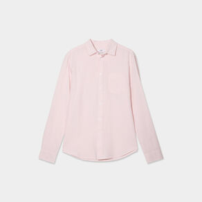 Chemise manches longues lin mélangé rose clair homme