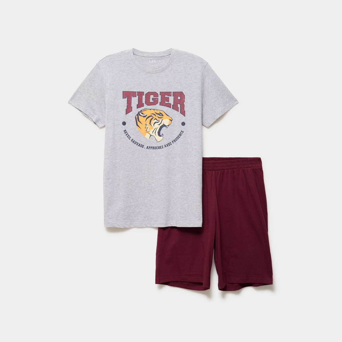 Ensemble pyjama short et t-shirt gris clair homme