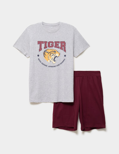 Ensemble pyjama short et t-shirt gris clair homme