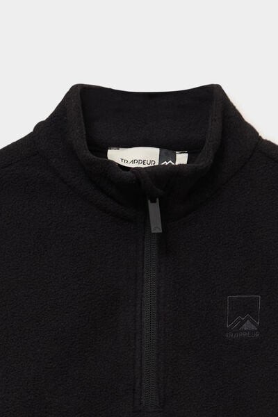 Sweat polaire col camionneur noir mixte