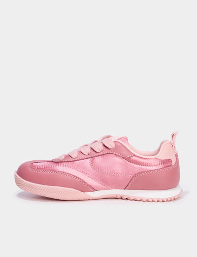 Tennis basses effet satin rose fille