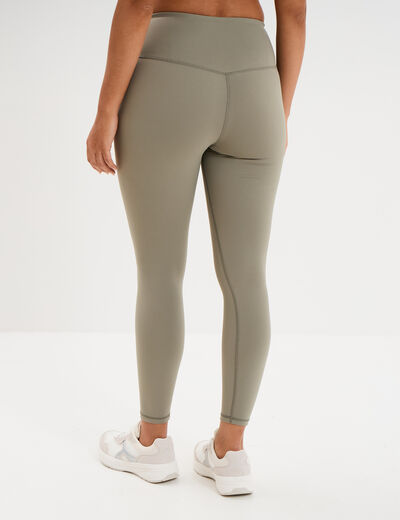 Legging de sport gainant taille haute vert kaki femme