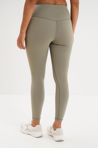 Legging de sport gainant taille haute vert kaki femme
