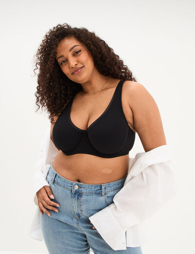 Soutien-gorge foulard coton majoritaire noir femme grande taille