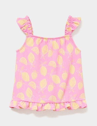 Ensemble 2 pi&egrave;ces d&eacute;bardeur et short rose fille
