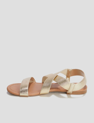 Sandales plates jaune or femme