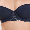 Soutien-gorge balconnet micro dentelle bleu marine femme