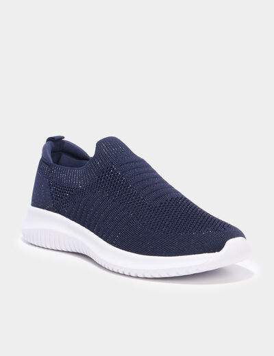 Baskets running &eacute;lastiqu&eacute;es slip-on bleu marine femme