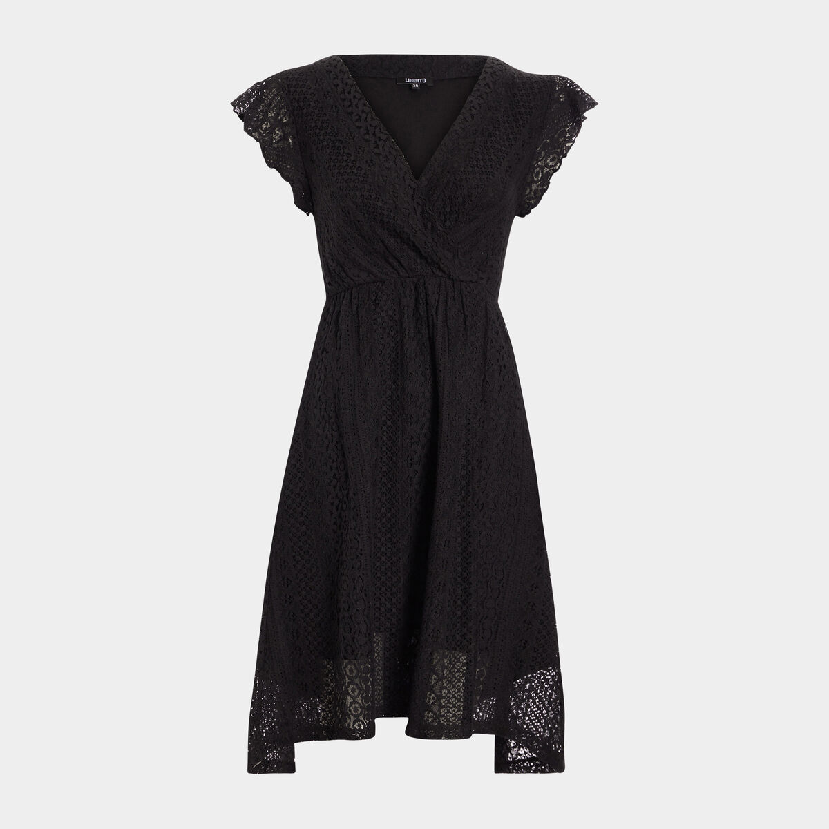 Robe évasée en dentelle noir femme
