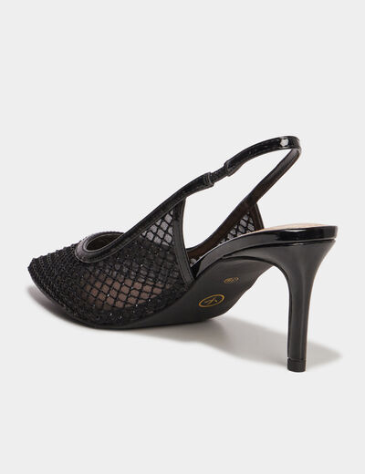 Escarpins &agrave; strass bout pointu Mosquitos noir femme