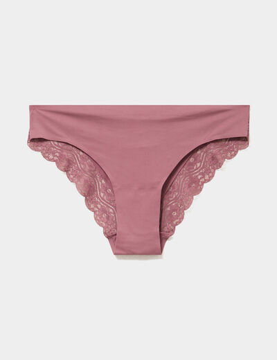 Culotte invisible &agrave; dentelle vieux rose femme