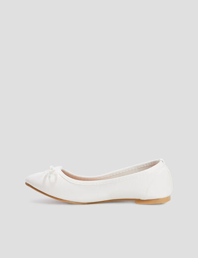 Ballerines &agrave; noeuds blanc fille