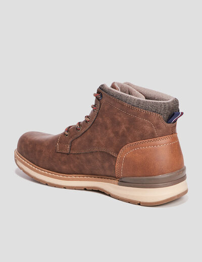 Bottines montantes &agrave; lacets marron homme