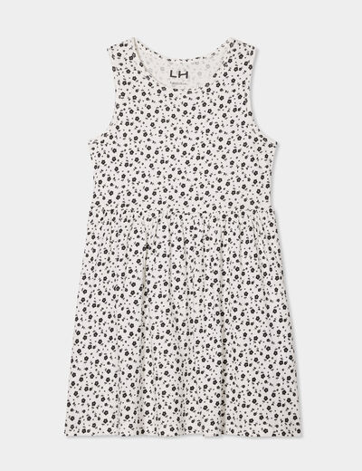 Robe patineuse sans manches coton ecru fille