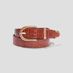 Ceinture aspect croco vernis marron cognac femme