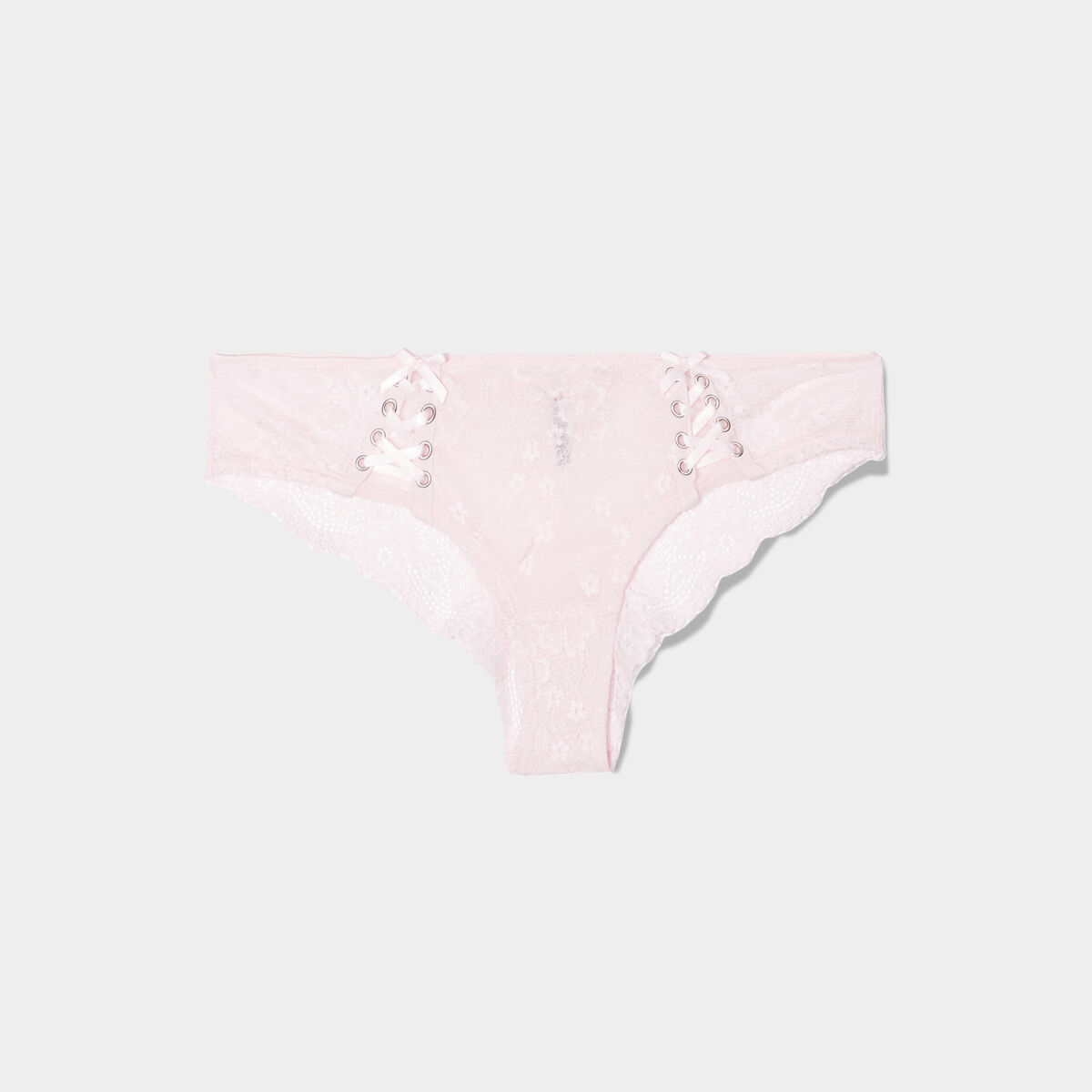 Shorty en dentelle rose clair femme