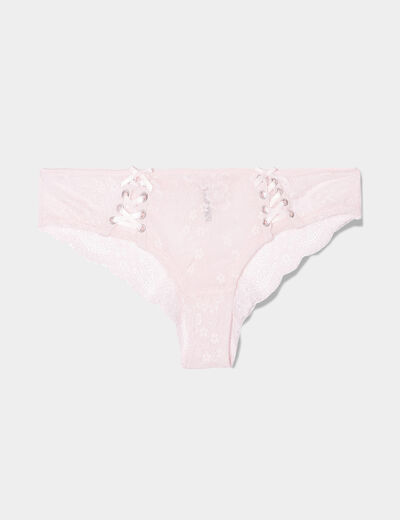 Shorty en dentelle rose clair femme