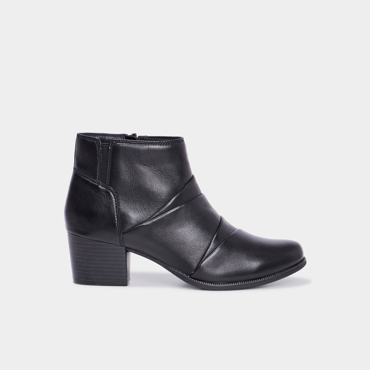Bottines en cuir &agrave; talons 4 cm noir femme