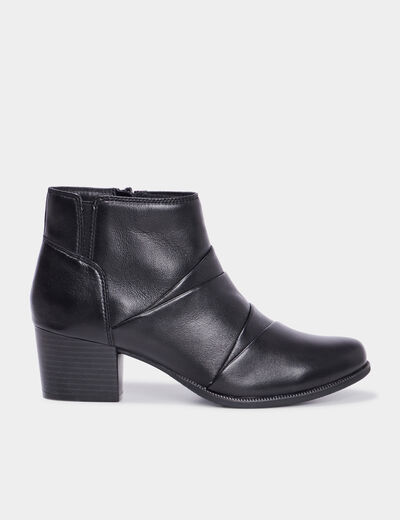 Bottines en cuir à talons 4 cm noir femme