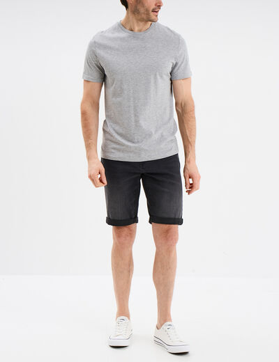 Bermuda stretch droit en jean denim noir homme